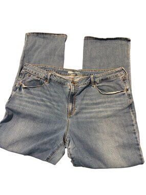 Old Navy Kicker Boot Cut Mid Rise Blue Jeans Denim Cotton Blend Distressed Sz 20